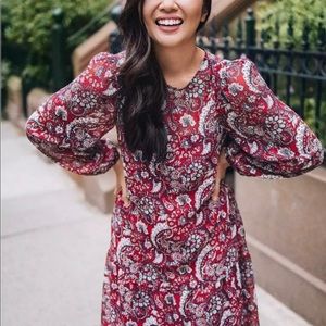 NWT-Loft-Shimmer Paisley Flounce Dress MP